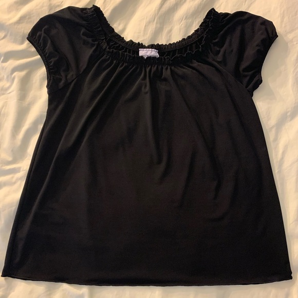 Black off the shoulder loose fit top. Size L. - Picture 7 of 9